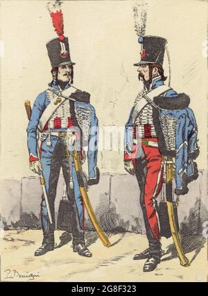 cavaliers du 1er régiment de hussards à la fin du 1er Empire Stockfoto