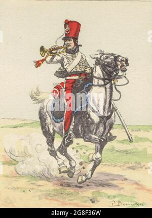 trompette du 1er régiment de hussards à la fin du 1er Empire Stockfoto