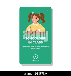 Schulmädchen In Der Klasse Schreiben Bildung Lesson Vektor Stock Vektor