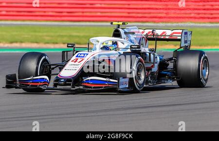 Silverstone Circuit, 18. Juli 2021 Mick Schumacher (GER), Haas VF-21 beim FORMEL 1 PIRELLI BRITISH GRAND PRIX RENNEN in Silverstone, Großbritannien Stockfoto