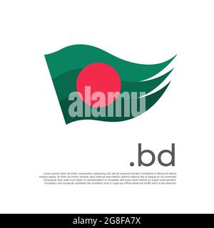 Bangladesch-Flagge. Streifenfarben der flagge bangladeschs auf weißem Hintergrund. Vektor flaches Design nationales Plakat mit bd-Domain, Platz für Text. Brus Stock Vektor