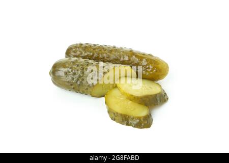 Zwei frische Gurken isoliert auf weißem Hintergrund Stockfoto