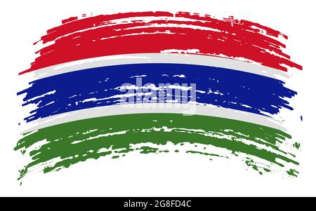 Gambia-Flagge in Grunge-Pinselstrich, Vektorbild Stock Vektor