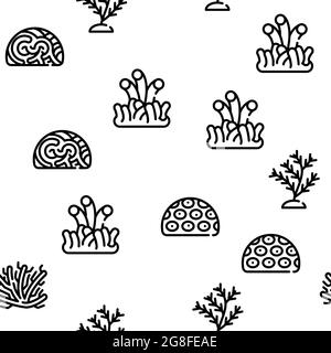 Korallenmeer Aquatic Reef Vektor Nahtloses Muster Stock Vektor