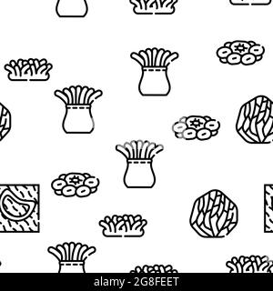 Korallenmeer Aquatic Reef Vektor Nahtloses Muster Stock Vektor