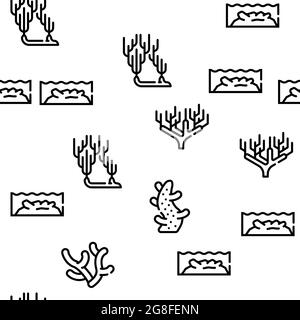 Korallenmeer Aquatic Reef Vektor Nahtloses Muster Stock Vektor