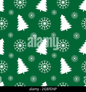 Nahtloses Muster. Weihnachtsbäume und Schneeflocken Stock Vektor