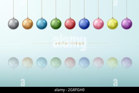 Abstrakte festliche Weihnachten Hintergrund mit bunten Weihnachtskugeln isoliert. Vektorgrafik. Stock Vektor