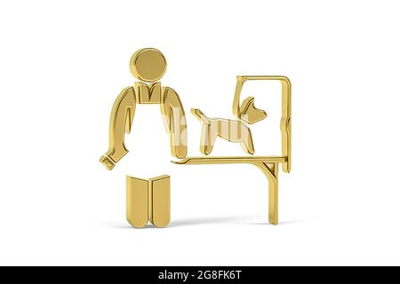 Goldenes 3d-Pistensymbol auf weißem Hintergrund isoliert - 3d-Rendering Stockfoto