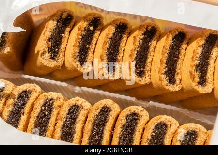 Ein Paket von Nabiscos Fig Newton Cookies in New York am Freitag, den 16. Juli 2021. (© Richard B. Levine) Stockfoto