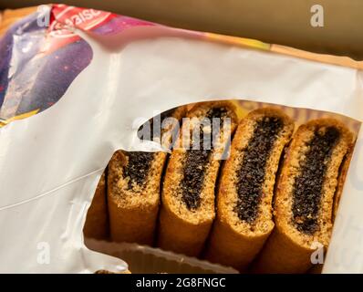 Ein Paket von Nabiscos Fig Newton Cookies in New York am Freitag, den 16. Juli 2021. (© Richard B. Levine) Stockfoto