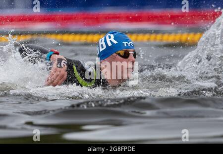 Datei-Foto vom 08-08-2018 des britischen Hector Pardoe im 5 km langen Open Water der Männer am 7. Tag der Europameisterschaften 2018 am Loch Lomond, Stirling. Ausgabedatum: Dienstag, 20. Juli 2021. Stockfoto