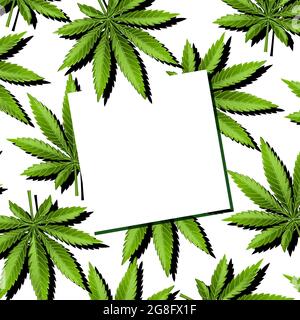 Grünes Cannabisblatt Droge Marihuana Kräuter Hintergrund Stock Vektor