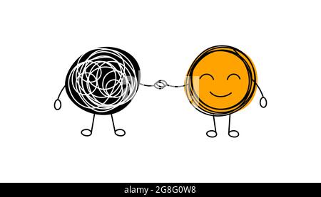 Gruppenlogo für psychologisches Training. Problemlösungssymbol. Psychologe Vektor Doodle Illustration Stock Vektor