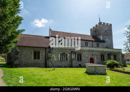 Die Kirche von St. John the Baptist, Pfarrkirche in Alresford, Hampshire, England, Großbritannien Stockfoto