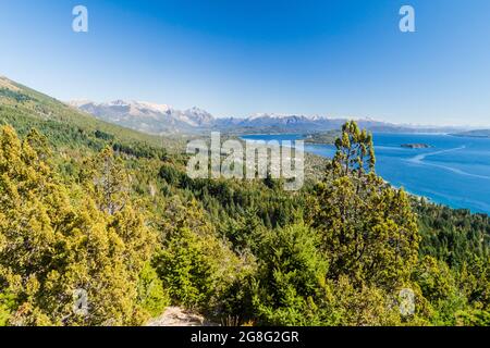 Luftaufnahme des Nahuel Huapi Sees in der Nähe von Bariloche, Argentinien Stockfoto