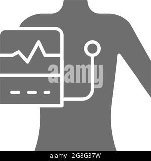 Personen mit einem Herzschrittmacher, grauem Symbol. Stock Vektor