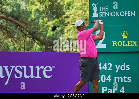 Sunningdale, UK. Juli 2021. Vorbereitungen für den Start der Senior Open Championship (Golf) mit Unterstützung von Rolex Here 2005 US Open Champion - Neuseeländer Michael CAMPBELL. Kredit: Motofoto/Alamy Live Nachrichten Stockfoto