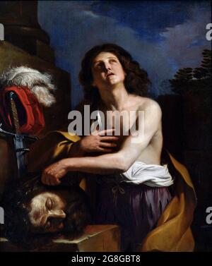 David mit dem Kopf von Goliath von Il Guercino (Giovanni Francesco Barbieri: 1591-1666), Öl auf Leinwand, um 1650 Stockfoto