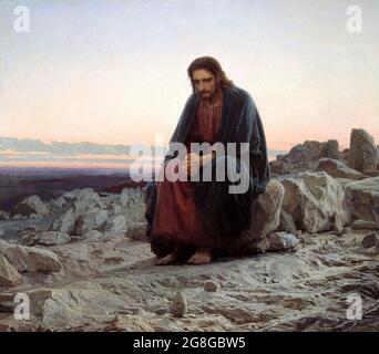 Ivan Kramskoi. Christus in der Wildnis von Ivan Nikolajewitsch Kramskoi (1837-1887), 1872 Stockfoto