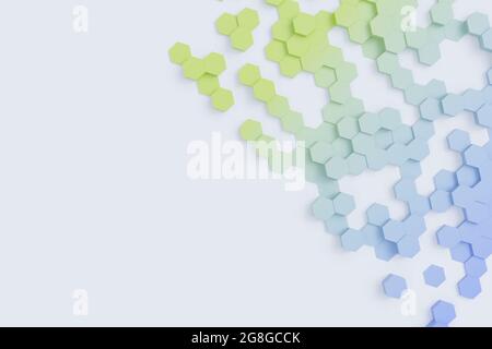 Sechseckige farbige Hintergrundstruktur. 3d-Illustration, 3d-Rendering Stockfoto