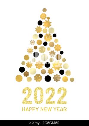 Frohes neues Jahr 2022. Grußkarte mit goldenem Glitzer Stock Vektor