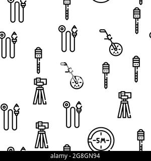 Geodäsie Ausrüstung Vektor Nahtloses Muster Stock Vektor