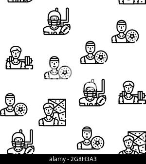 Männliche Sport Aktivitäten Vektor Nahtloses Muster Stock Vektor