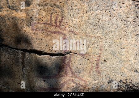 Felsmalerei Astuvansalmi in Ristiina, Finnland Stockfoto