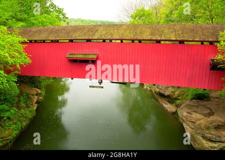 Narrows Covered Bridge, Turkey Run State Park, Indiana Stockfoto