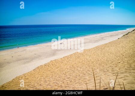 Ein warmes und sonniges Wetter an der Küste am Strand von Cape Cod National Seashore Stockfoto