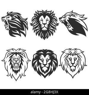 Lion Logo-Paket. Set Aus Der Premium Design Collection. Symbol Für Vektorgrafik Stock Vektor