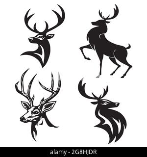 Deer Logo Set Premium Design Vektor Stock Vektor