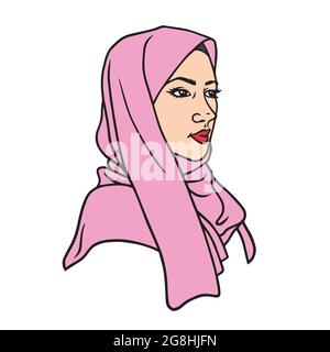 Muslim Girl Character Design in Hijab Vektor-Illustration Stock Vektor