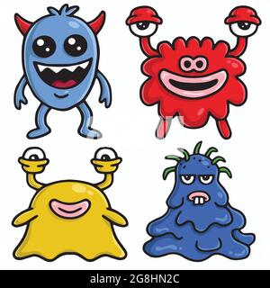 Monster Charakter Bunte Design Cartoon Vektor-Set-Vorlage Stock Vektor