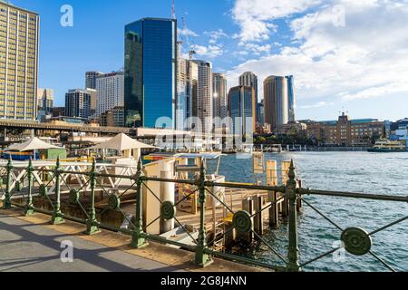 Verlassene Tour, Werfer am Circular Quay während der Sperre, Sydney, Australien Stockfoto