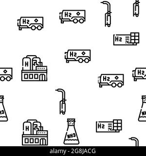 Wasserstoff Energie Gas Vektor Nahtloses Muster Stock Vektor