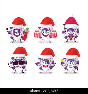 Weihnachtsmann-Emoticons mit 5-Dollar-Casino-Chip-Cartoon-Charakter. Vektorgrafik Stock Vektor