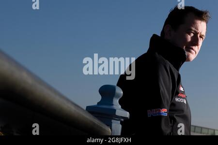 John McGuinness in seinem Haus in Morecambe in England, Großbritannien. Stockfoto