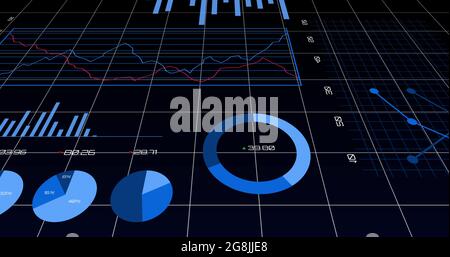 Abbildung mehrerer Diagramme auf weißem Raster Stockfoto