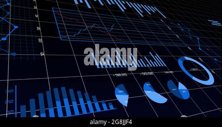 Abbildung mehrerer Diagramme auf weißem Raster Stockfoto