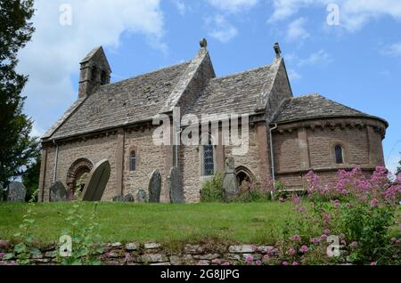 Die historische normannische Kirche St. M. Englandary und St. David Kilpeck Herefordshire Stockfoto