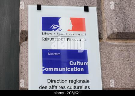 Bordeaux , Aquitaine Frankreich - 12 28 2020 : ministere Kultur Kommunikation und regionale Direktion für kulturelle Angelegenheiten französisch Logo und Text Zeichen an Stockfoto