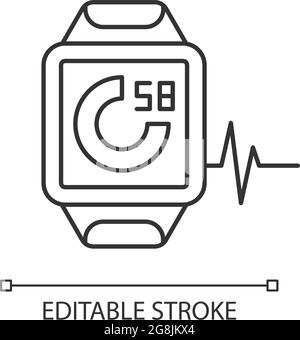 Lineares Symbol für Online-Fitness-Aktivitätstracker. Stock Vektor