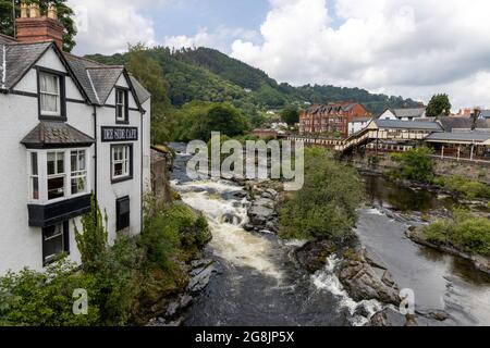 Blick von der Llangollen Bridge in Mittelwales Stockfoto