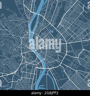 Detailliertes Kartenplakat des Verwaltungsgebiets der Stadt Budapest. Stadtbild-Panorama. Dekorative Grafik Touristenkarte von Budapest Gebiet. Lizenzfreie vecto Stock Vektor