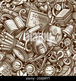 Cartoon niedlichen Kritzeleien Hand gezeichnet Schule nahtlose Muster Stock Vektor