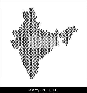 Indien-Länderkarte mit Bitcoin-Krypto-Währungslogo Stock Vektor