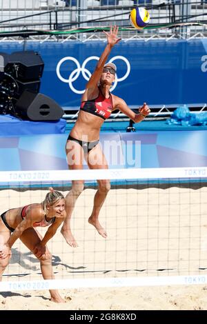 Von links nach rechts Laura LUDWIG (GER), Margareta KOZUCH (GER), Action, Training von Beachvolleyball-Frauen im Shiokaze Park 21.07.2021 Olympische Sommerspiele 2020, ab 23.07. - 08.08.2021 in Tokio/Japan. Stockfoto