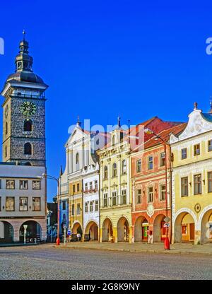 Schwarzer Turm in Ceske Budejovice, Tschechische Republik Stockfoto